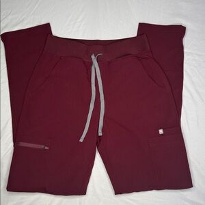 Figs High Waisted Yola Skinny Scrub Pants Burgundy Women’s small tall